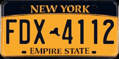 NY license plate FDX4112