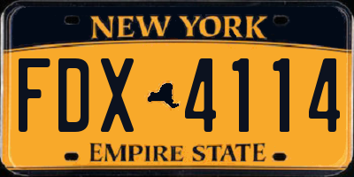 NY license plate FDX4114