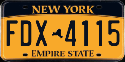 NY license plate FDX4115