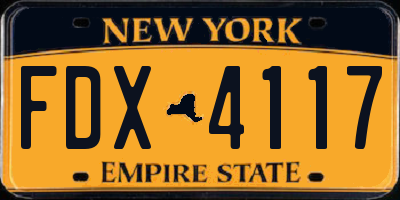 NY license plate FDX4117