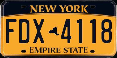 NY license plate FDX4118