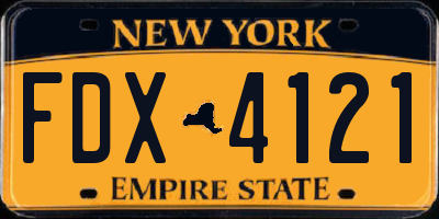 NY license plate FDX4121