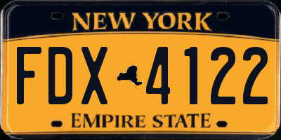 NY license plate FDX4122