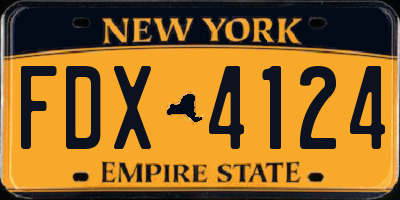 NY license plate FDX4124