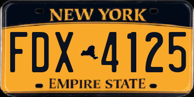 NY license plate FDX4125