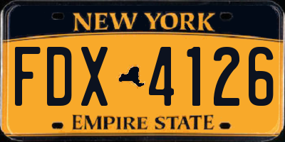 NY license plate FDX4126