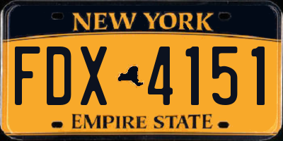 NY license plate FDX4151
