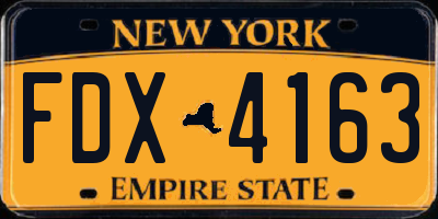 NY license plate FDX4163
