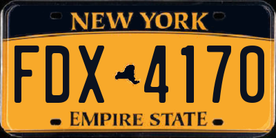 NY license plate FDX4170