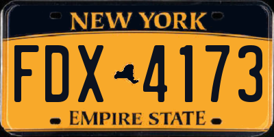 NY license plate FDX4173