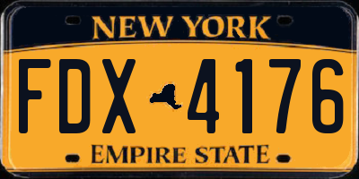 NY license plate FDX4176
