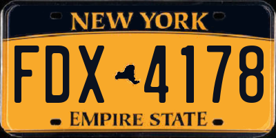 NY license plate FDX4178