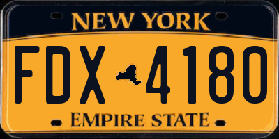 NY license plate FDX4180