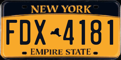 NY license plate FDX4181