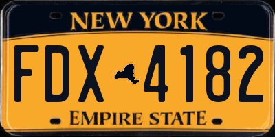 NY license plate FDX4182