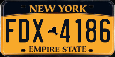 NY license plate FDX4186