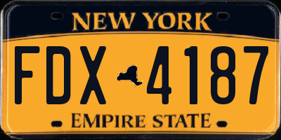 NY license plate FDX4187