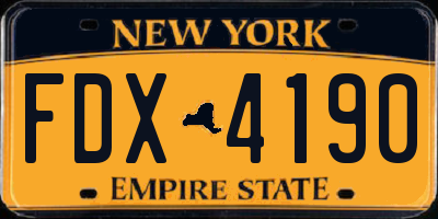 NY license plate FDX4190