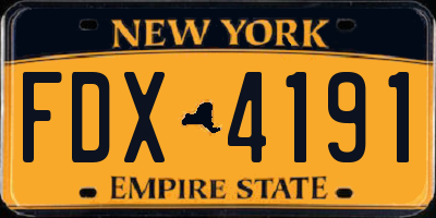 NY license plate FDX4191