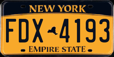 NY license plate FDX4193