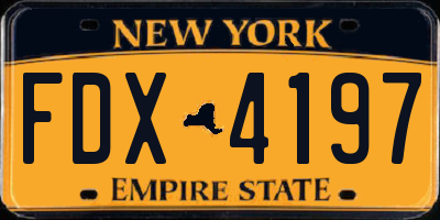 NY license plate FDX4197