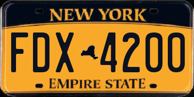 NY license plate FDX4200