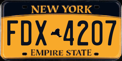 NY license plate FDX4207
