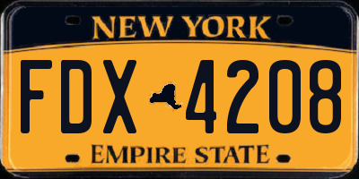 NY license plate FDX4208