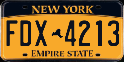 NY license plate FDX4213