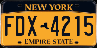 NY license plate FDX4215