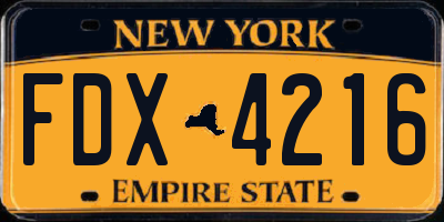 NY license plate FDX4216