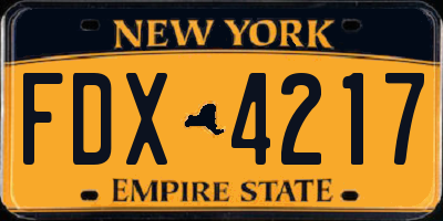 NY license plate FDX4217