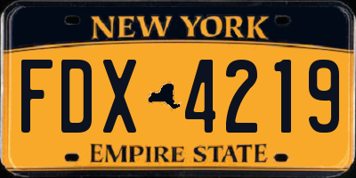NY license plate FDX4219