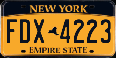 NY license plate FDX4223