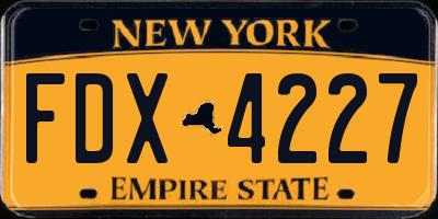 NY license plate FDX4227