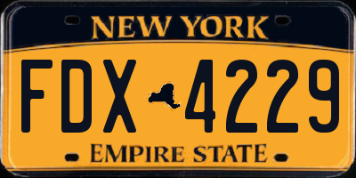 NY license plate FDX4229