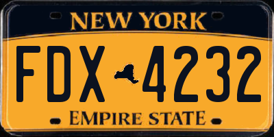 NY license plate FDX4232
