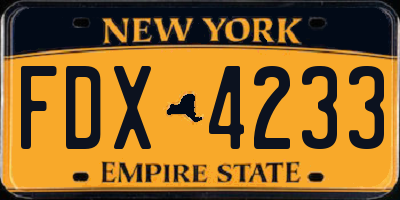 NY license plate FDX4233