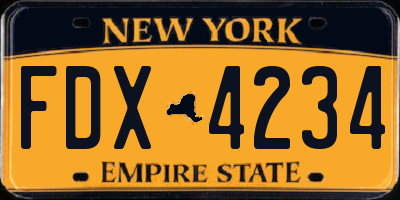 NY license plate FDX4234