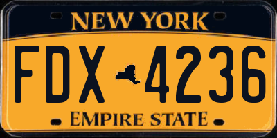NY license plate FDX4236