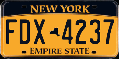 NY license plate FDX4237
