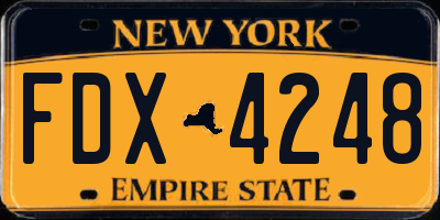 NY license plate FDX4248