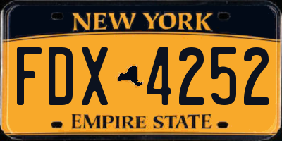 NY license plate FDX4252