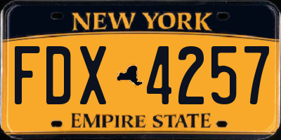 NY license plate FDX4257
