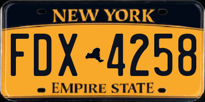 NY license plate FDX4258
