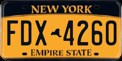 NY license plate FDX4260