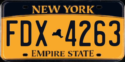 NY license plate FDX4263