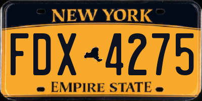 NY license plate FDX4275