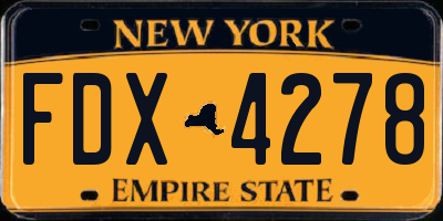 NY license plate FDX4278