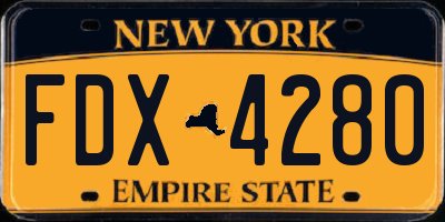 NY license plate FDX4280